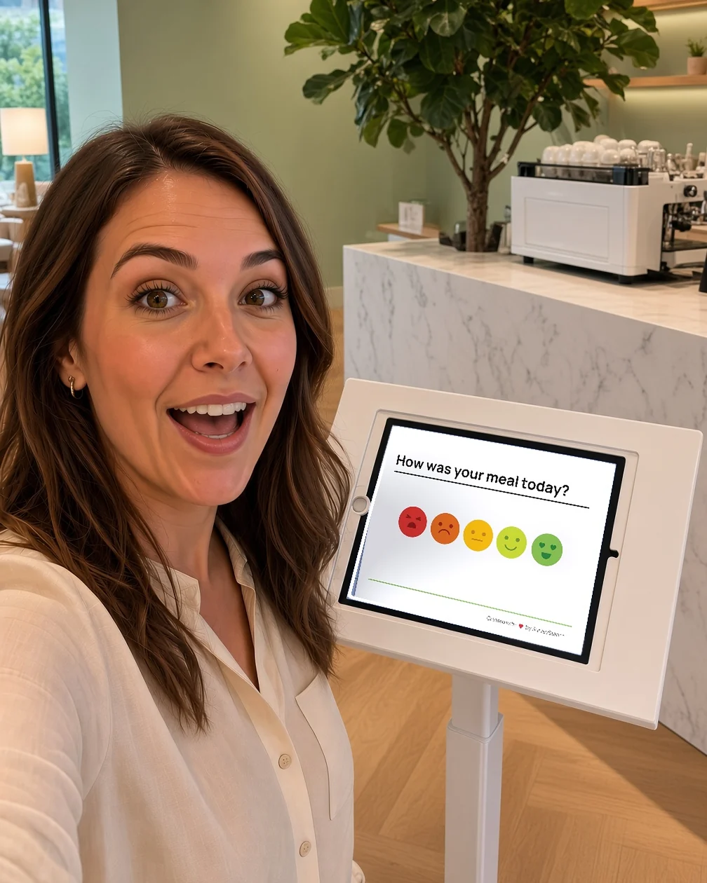 SurveyStance feedback kiosk: Cafe counter