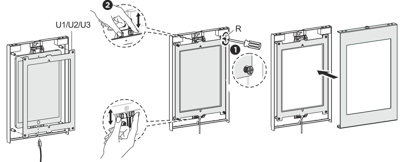 The tablet adapter fitted over the iPad inside the case