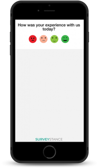 SurveyStance QR code feedback survey on a phone