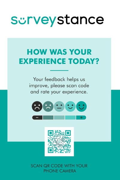 Blue QR code feedback card template
