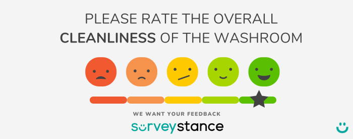 Airport Bathroom Survey Kiosk with Smiley Feedback Buttons